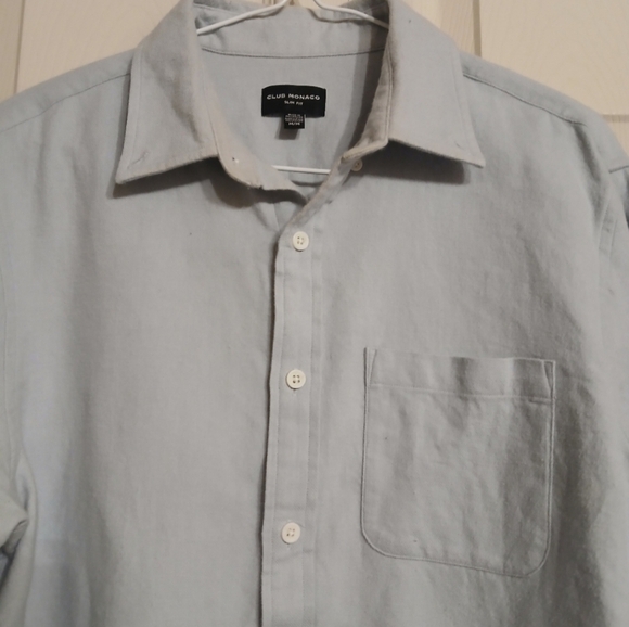 Club Monaco Cotton Button Up Men's Light Blue Shirt, Size Medium (M) - Picture 7 of 8